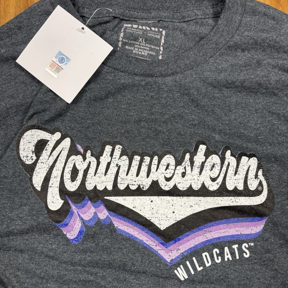 Northwestern Wildcats Long‎ Sleeve Tee Mens XL Gray College Shirt Football